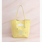 Yellow Umbrella Canvas Tote Bag With Polka Dot Trim – bags & wallets (view 2)