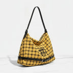 Shoulder Bag With Heart Charm - Black Yellow Grid – bags & wallets (view 3)