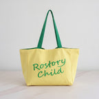Canvas Tote Bag With Embroidered Text - Yellow
