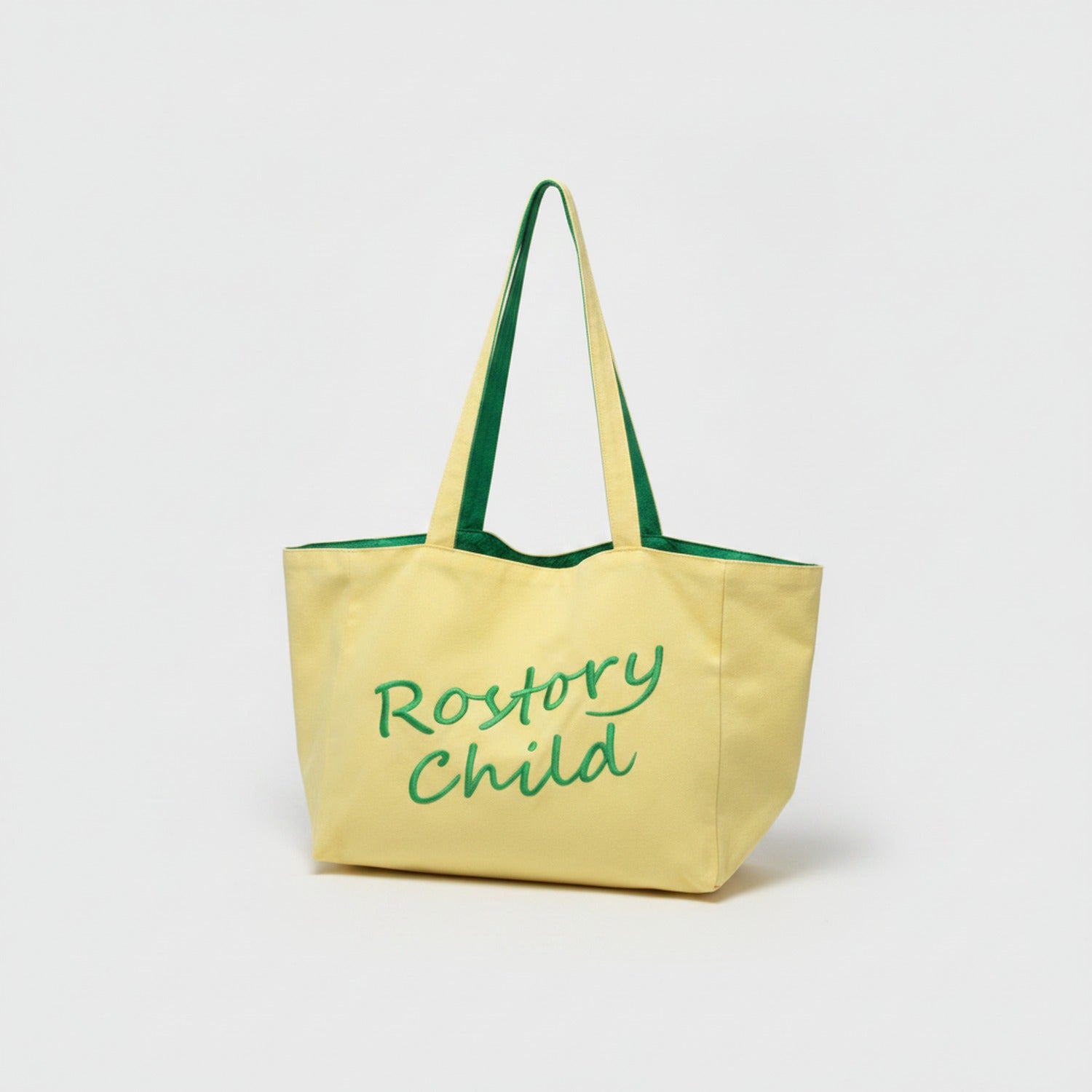 Canvas Tote Bag With Embroidered Text - Yellow