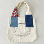 Patchwork Tote Bag With Embroidered Detail - Yarn Embroidery Vest Bag - Beige – bags & wallets (view 2)