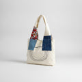 Patchwork Tote Bag With Embroidered Detail - Yarn Embroidery Vest Bag - Beige – bags & wallets (view 1)