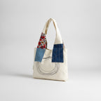 Patchwork Tote Bag With Embroidered Detail - Yarn Embroidery Vest Bag - Beige – bags & wallets (view 1)