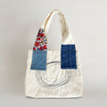 Patchwork Tote Bag With Embroidered Detail - Yarn Embroidery Vest Bag - Navy – bags & wallets (view 1)