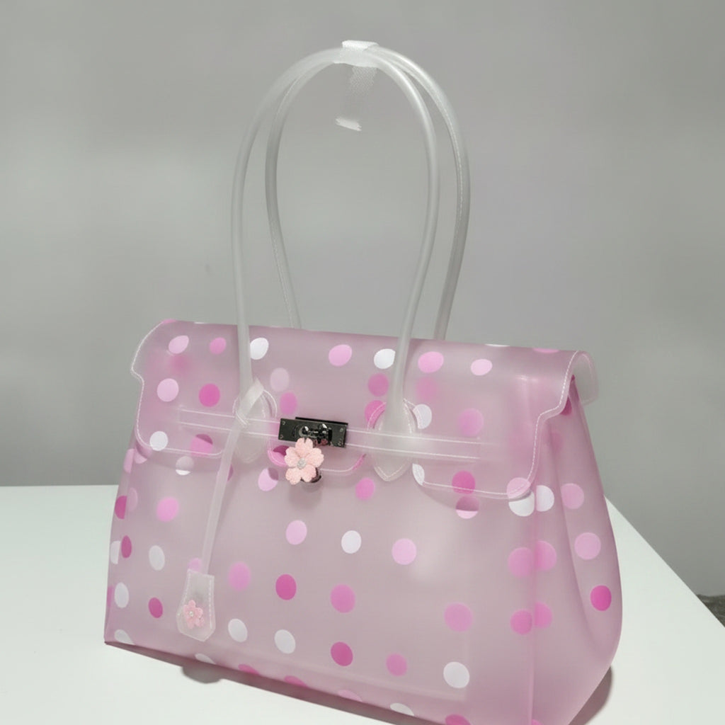 Polka Dot Jelly Tote Bag - Pink – bags & wallets (view 1)