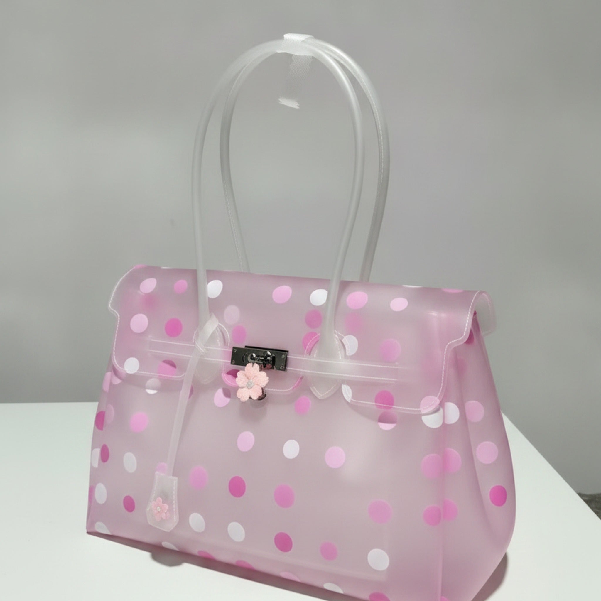 Polka Dot Jelly Tote Bag - Pink – bags & wallets (view 1)