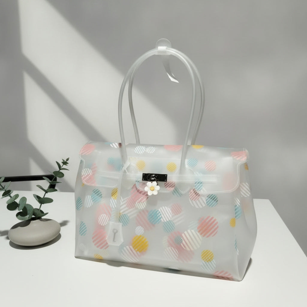 Polka Dot Jelly Tote Bag - White – bags & wallets (view 2)