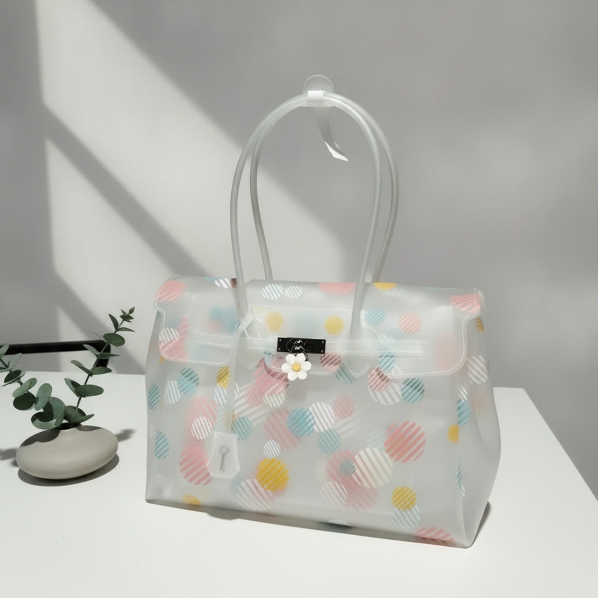 Polka Dot Jelly Tote Bag - White – bags & wallets (view 2)