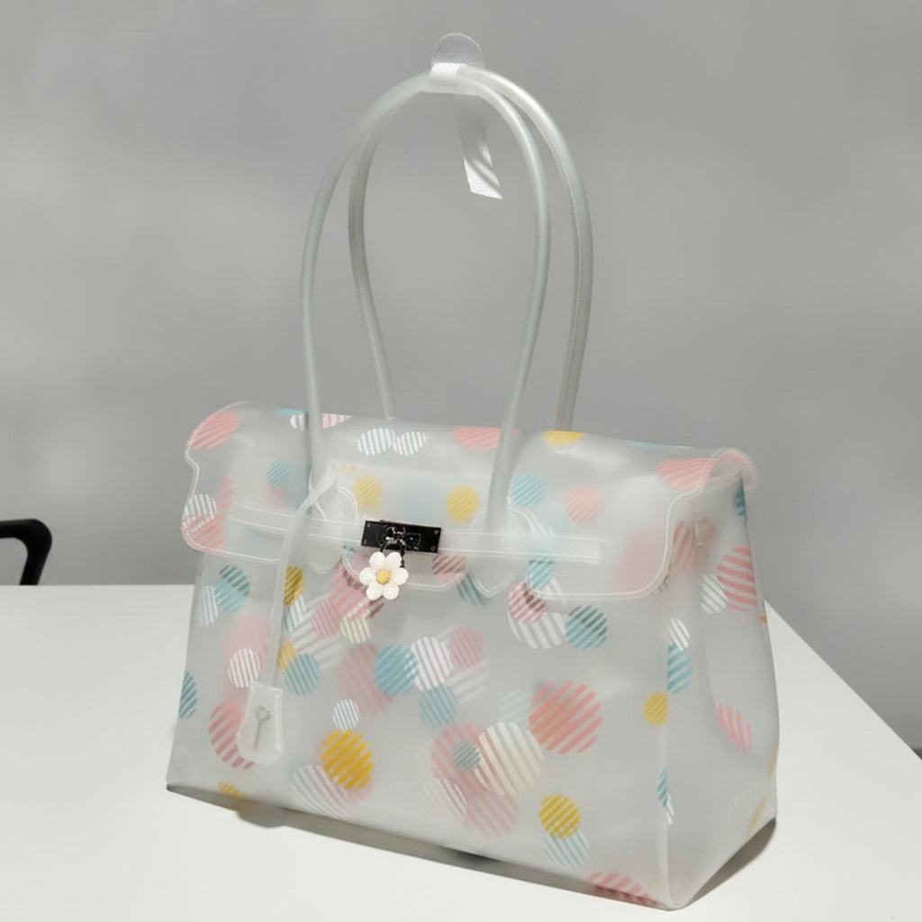 Polka Dot Jelly Tote Bag - White – bags & wallets (view 1)