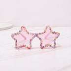Star Sprinkles Shaped Funky Party Sunglasses - Pink Rainbow Beads – eyewear (view 2)