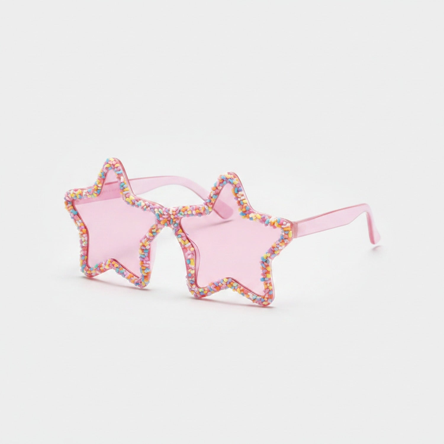 Star Sprinkles Shaped Funky Party Sunglasses - Pink Rainbow Beads – eyewear (view 1)