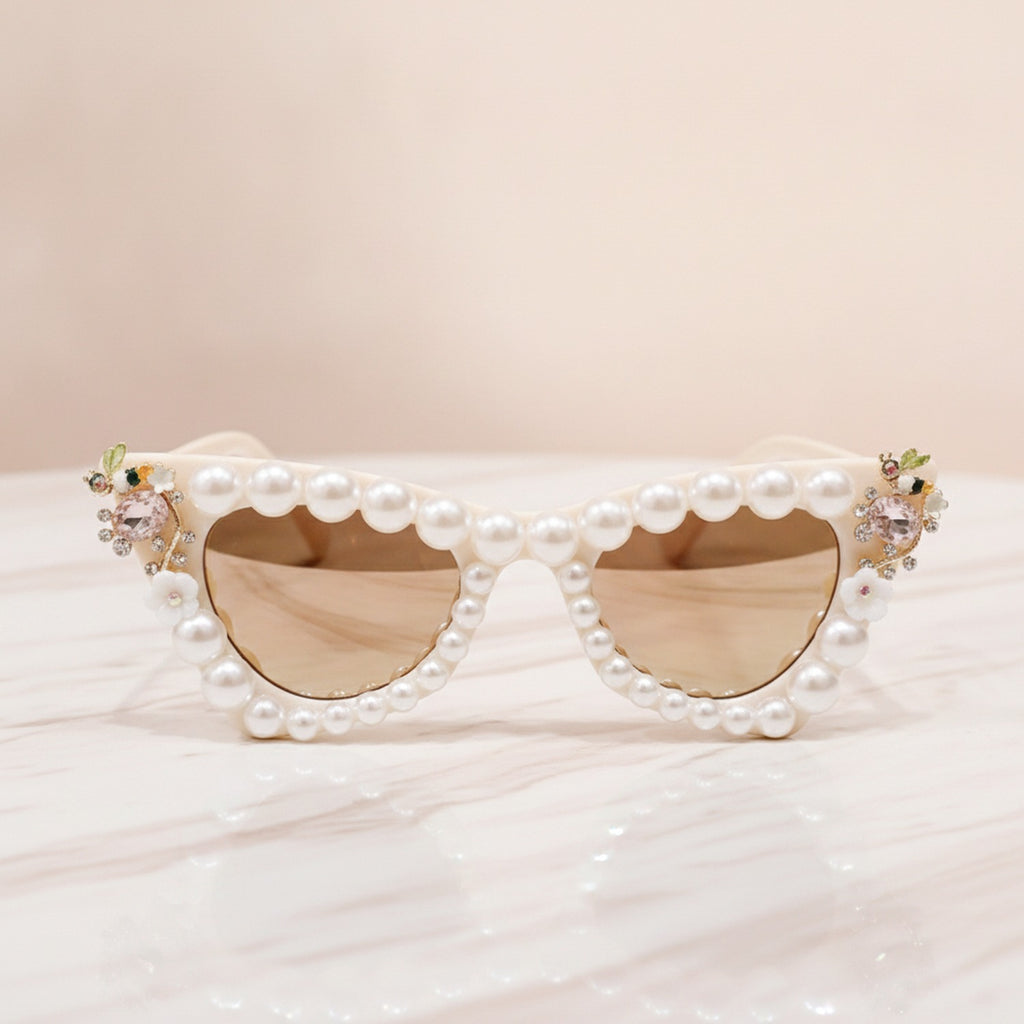 Pearl Heart Shaped Cat Eye Sunglasses - Pearl Heart Sunglasses – eyewear (view 2)