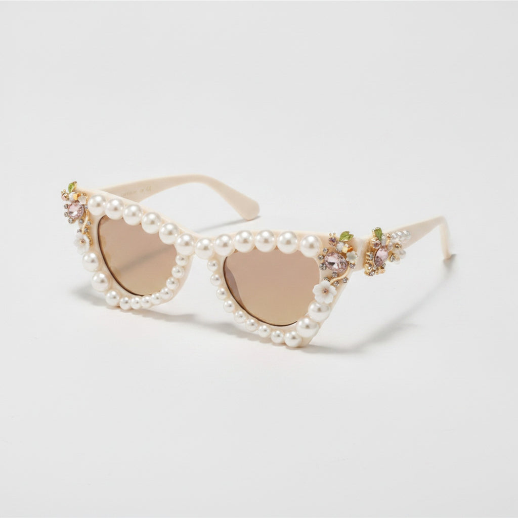 Pearl Heart Shaped Cat Eye Sunglasses - Pearl Heart Sunglasses – eyewear (view 1)