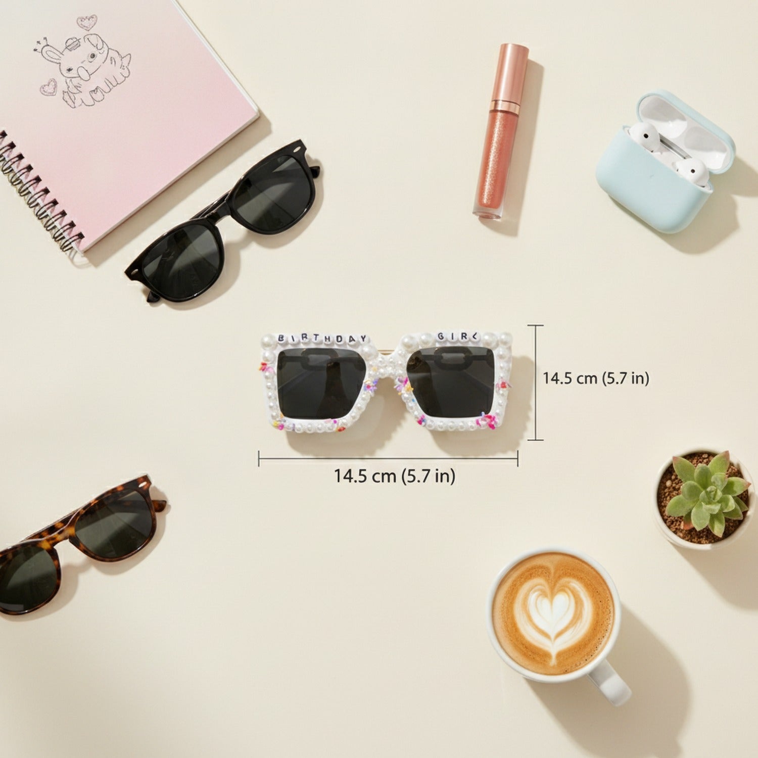 Pearl Beaded Birthday Girl Sunglasses - Pearl Birthday Girl