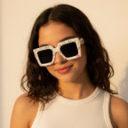 Pearl Beaded Birthday Girl Pink Sunglasses