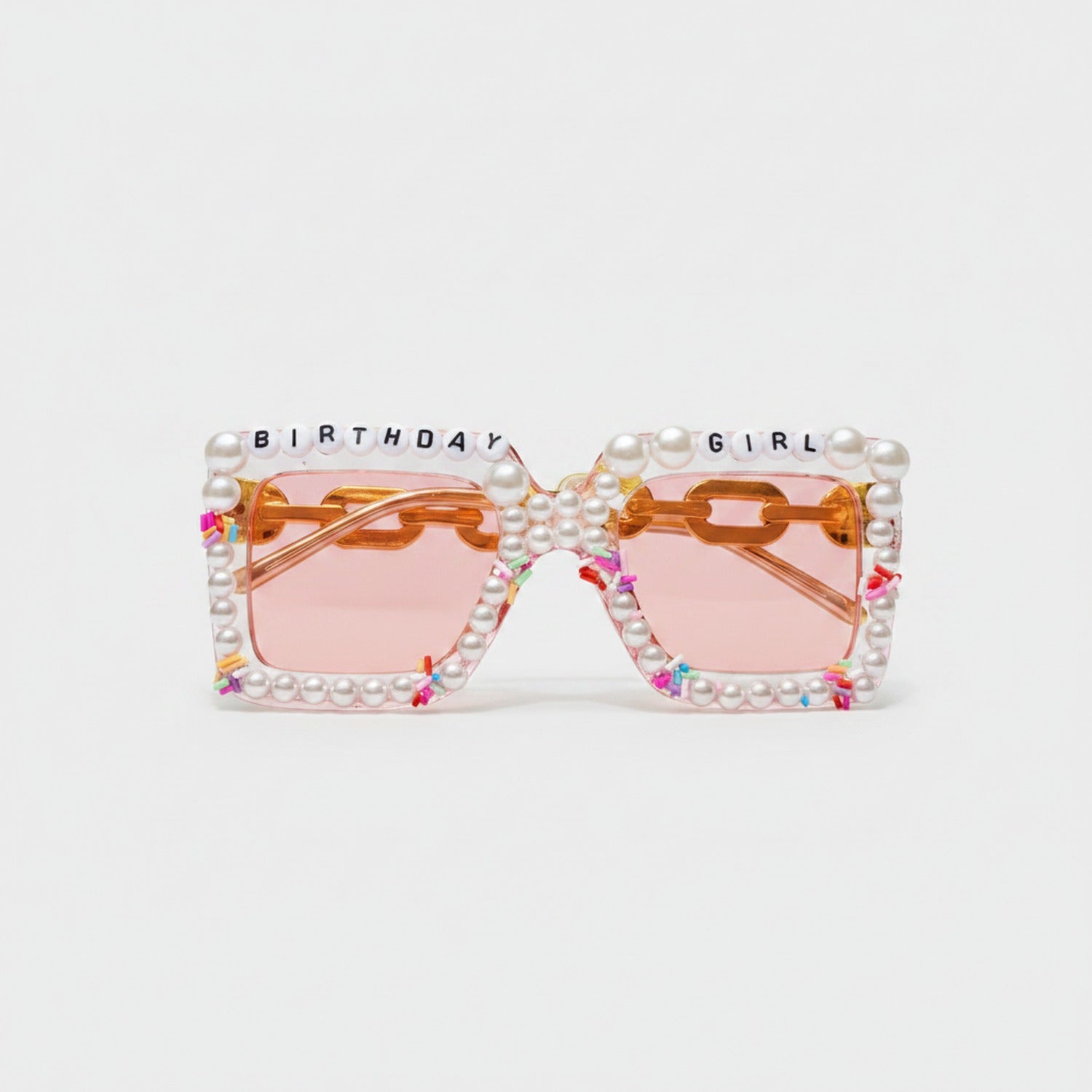 Pearl Beaded Birthday Girl Sunglasses - Flower Field Hair Clip #B05 Transparent Pink – eyewear (view 1)