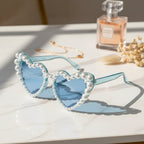 Pearl Heart Tint Sunglasses - A03#XA-5501# Transparent Blue Frame Blue Lens Metal Sprout – eyewear (view 3)