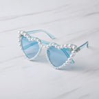 Pearl Heart Tint Sunglasses - A03#XA-5501# Transparent Blue Frame Blue Lens Metal Sprout – eyewear (view 2)