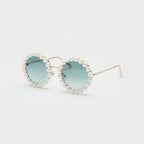 Pearl Beaded Round Gradient Sunglasses - B06#5565 Dream Circle Gradient Green