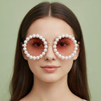 Pearl Beaded Round Gradient Sunglasses - Circle Dream Gradient Pink B06#5565 – eyewear (view 2)