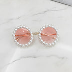 Pearl Beaded Round Gradient Sunglasses - Circle Dream Gradient Pink B06#5565