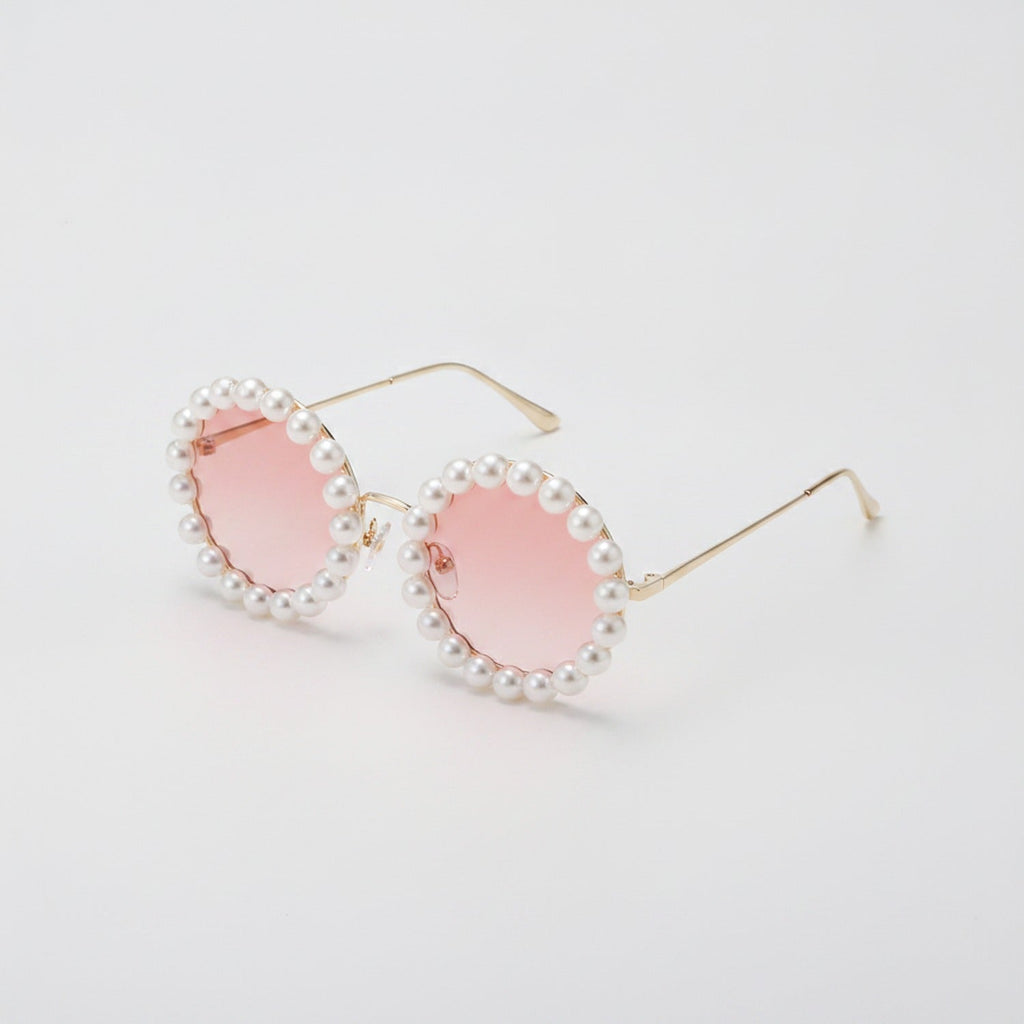 Pearl Beaded Round Gradient Sunglasses - Circle Dream Gradient Pink B06#5565
