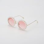 Pearl Beaded Round Gradient Sunglasses - Circle Dream Gradient Pink B06#5565