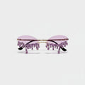 Dripping Crystal Rimless Sunglasses - Random Rhinestone Tear A03 Purple A9932 – eyewear (view 1)