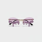 Dripping Crystal Rimless Sunglasses - Random Rhinestone Tear A03 Purple A9932 – eyewear (view 1)
