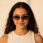 Leopard Print Oval Sunglasses Brown Gradient Lens