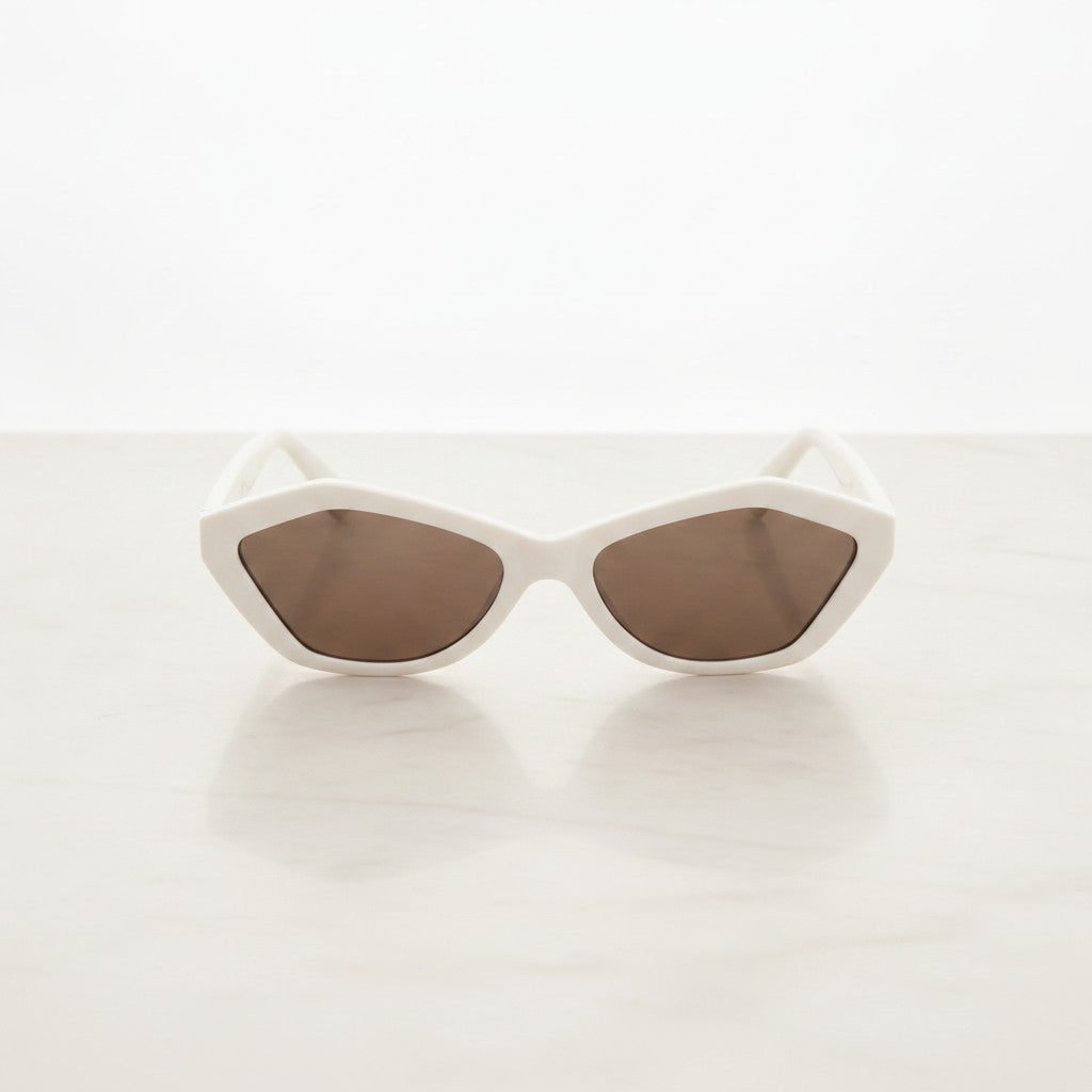 Cream Cat Eye Sunglasses With Gold Accents – eyewear (view 3)