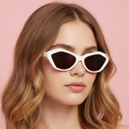 Cream Cat Eye Sunglasses With Gold Accents – eyewear (view 2)