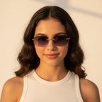 Rimless Brown Gradient Sunglasses Gold Bridge