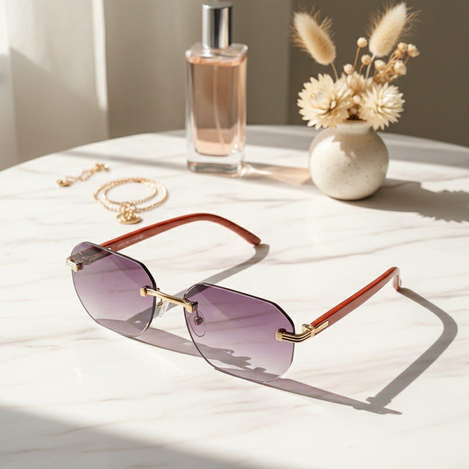 Rimless Gradient Sunglasses Bridge - C4 Gray Gradient – eyewear (view 2)