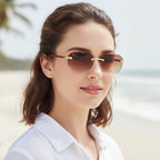 Rimless Gradient Sunglasses Bridge - C1 Tea Color – eyewear (view 3)
