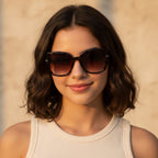 Tortoiseshell Square Gradient Sunglasses With Metal Bridge