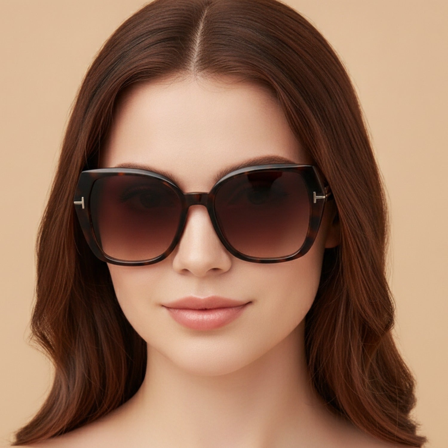 Tortoiseshell Square Gradient Sunglasses With Metal Bridge – eyewear (view 4)