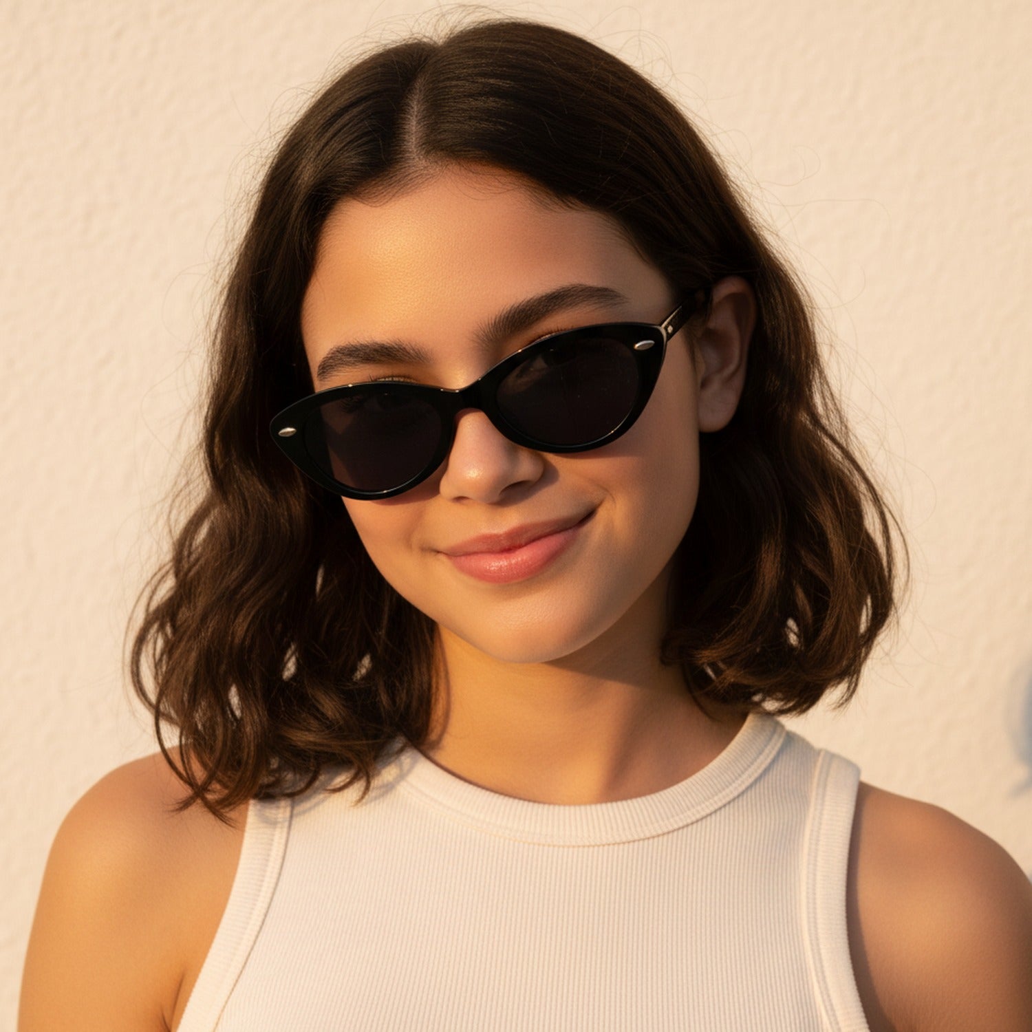 Black Cat Eye Sunglasses With Pearl Studs