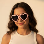 Heart Shape Pink Sunglasses With Dark Lenses