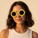 Daisy Flower Round Sunglasses Yellow