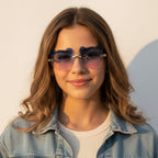 Bear Shaped Gradient Blue Pink Sunglasses