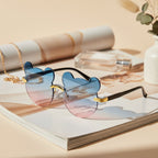 Bear Shaped Rimless Sunglasses - Blue & Pink – eyewear (view 2)