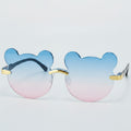 Bear Shaped Rimless Sunglasses - Blue & Pink