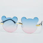 Bear Shaped Rimless Sunglasses - Blue & Pink