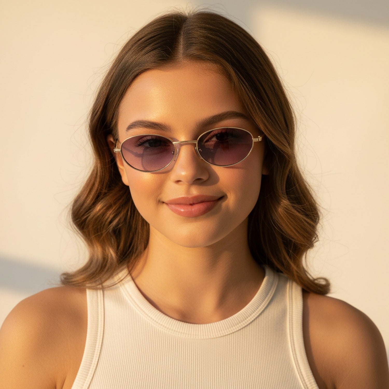 Oval Gold Frame Gradient Purple Sunglasses