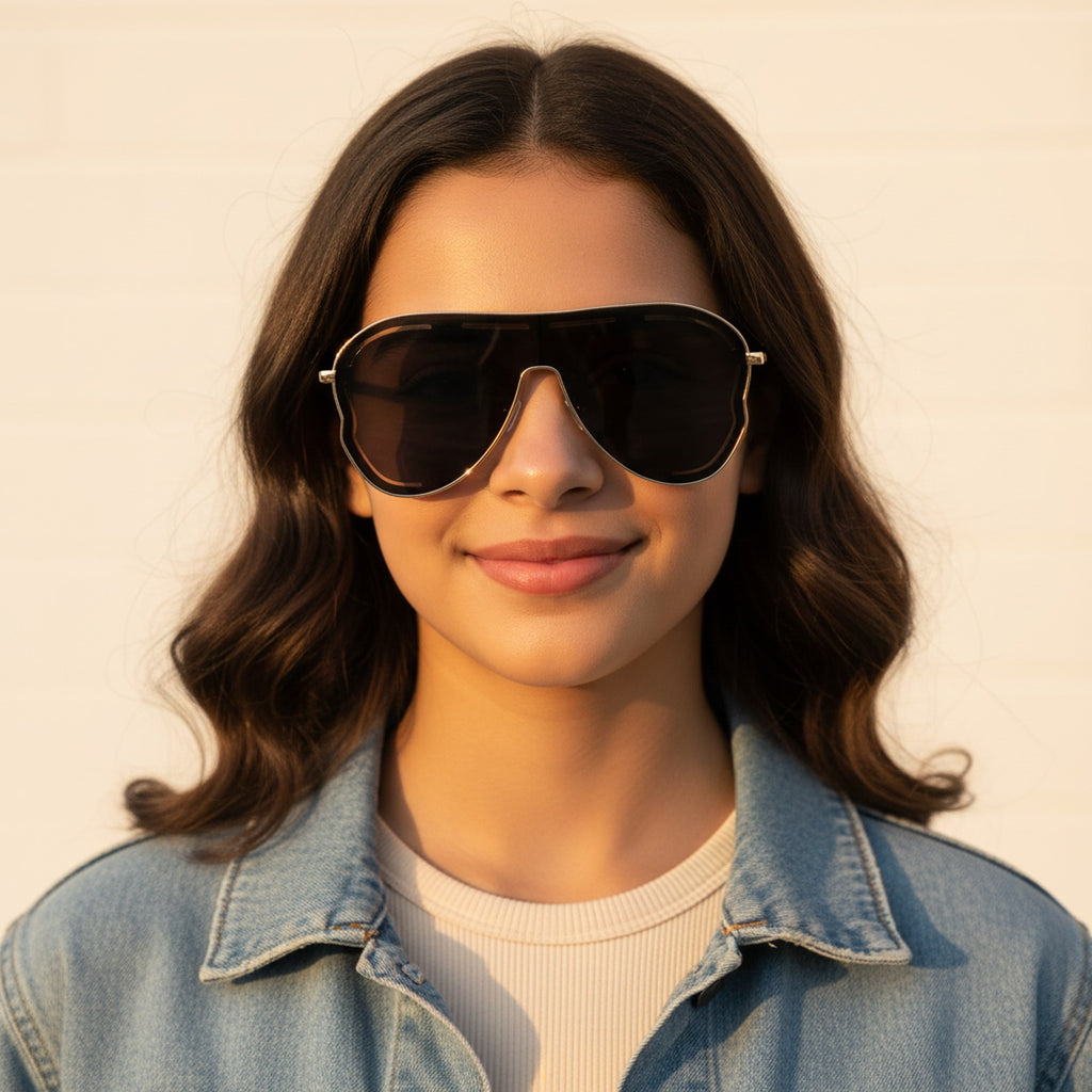 Gold And Black Aviator Sunglasses