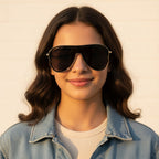 Gold And Black Aviator Sunglasses