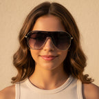 Gold And Black Aviator Sunglasses
