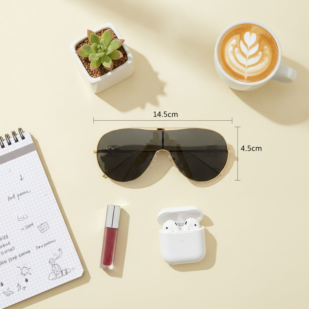 Gold Metal Aviator Sunglasses with Dark Lenses – eyewear (view 2)