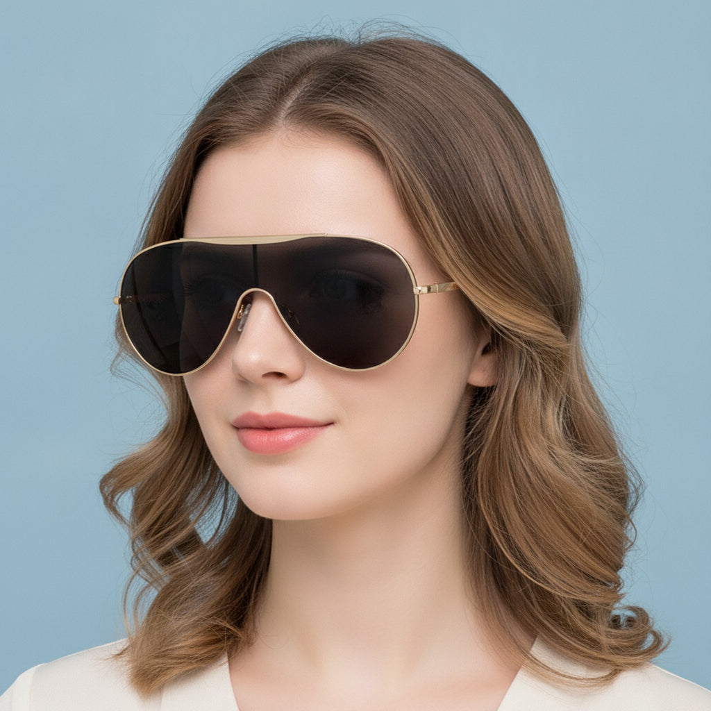 Gold Metal Aviator Sunglasses with Dark Lenses – eyewear (view 3)